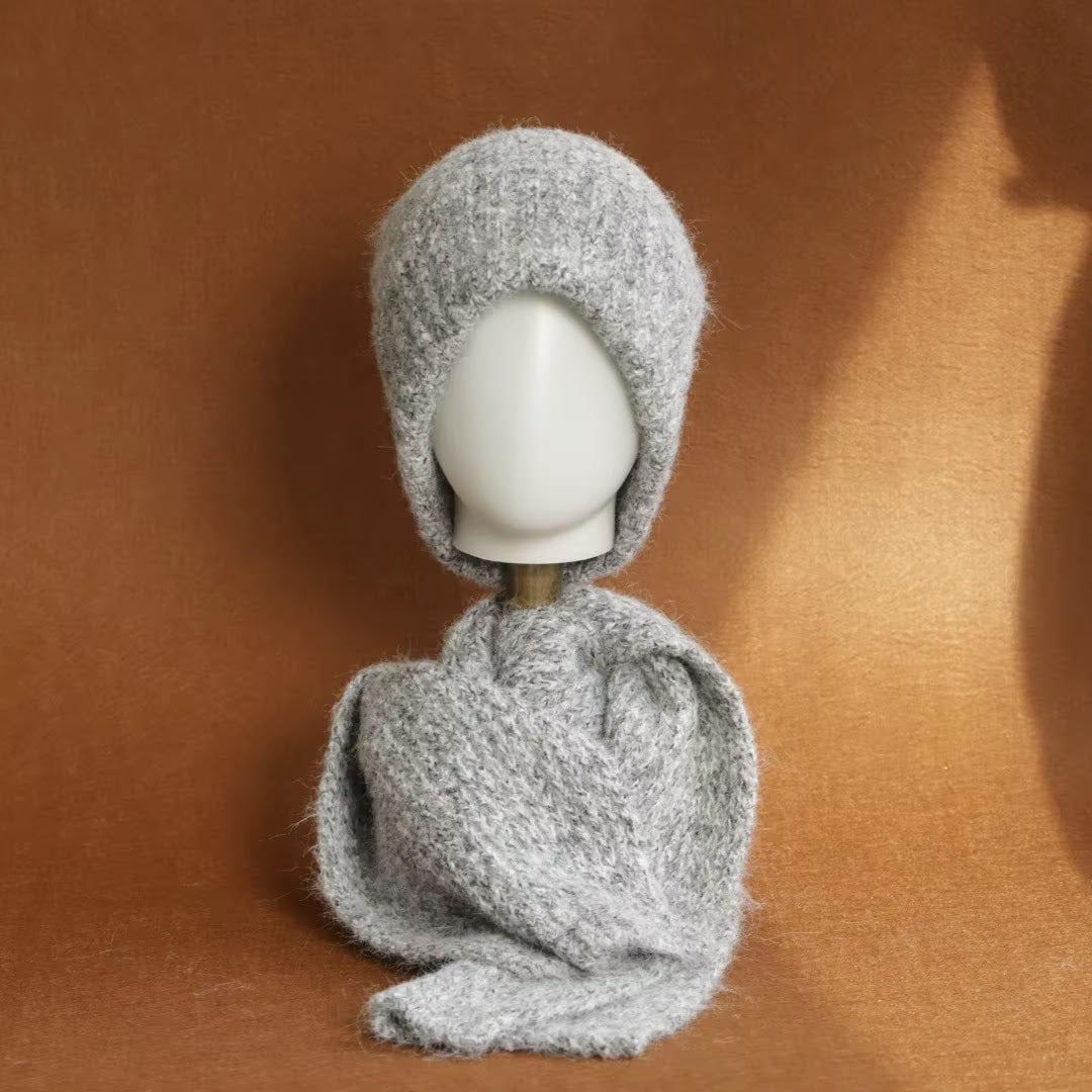 Knitted Beanie Hat — Light Gray
