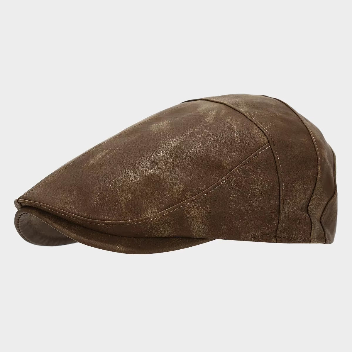 Leather Beret — Dark Brown