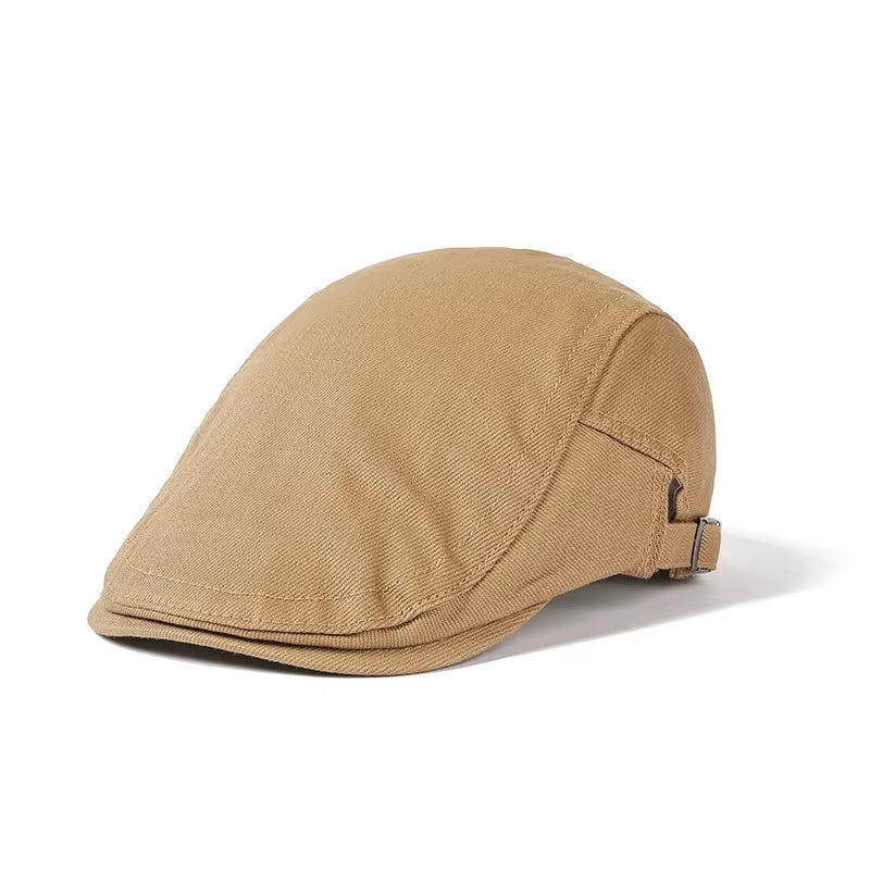 Plaid Newsboy Beret — Khaki