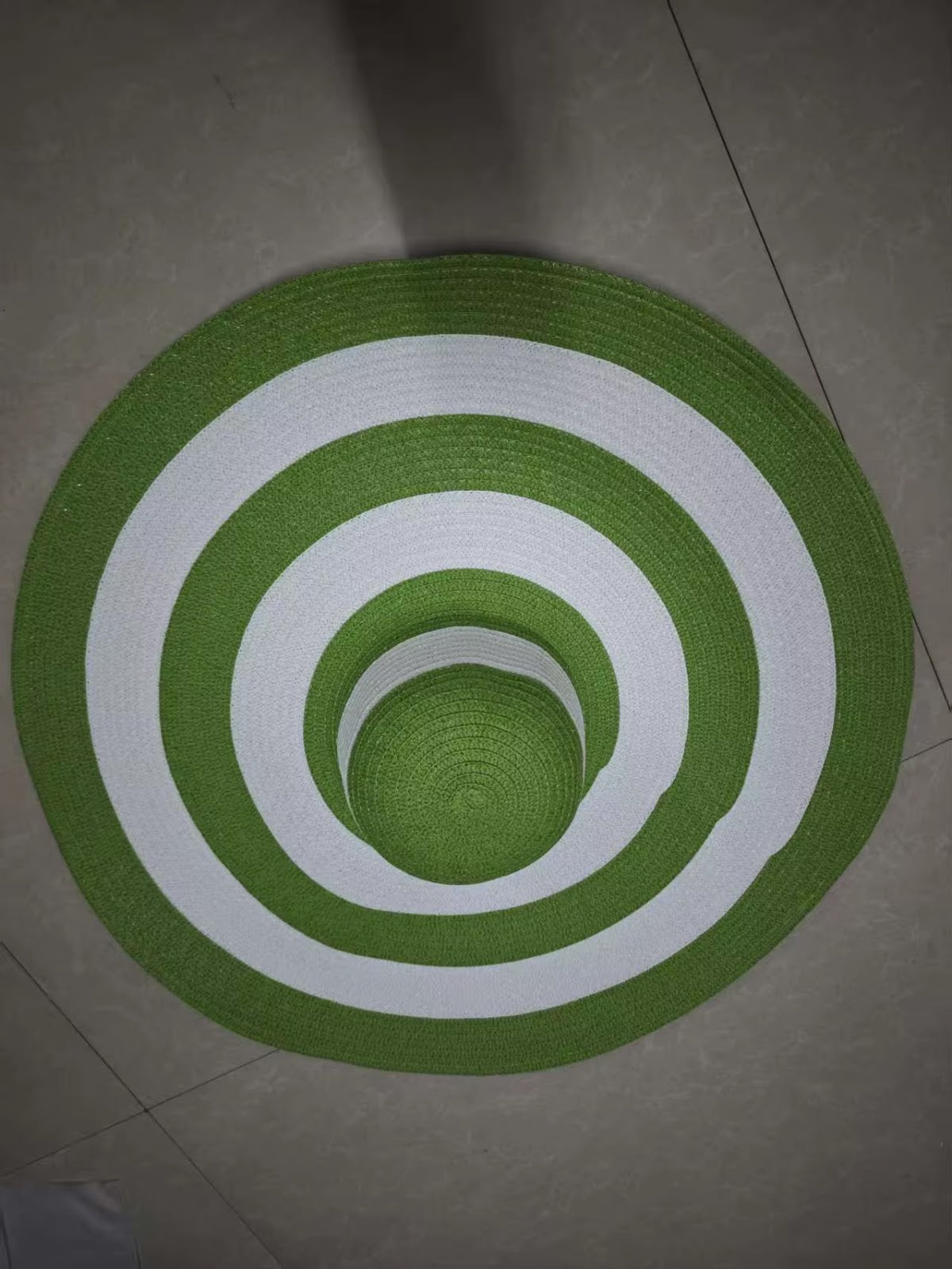 Striped Straw Sun Hat — Light Green
