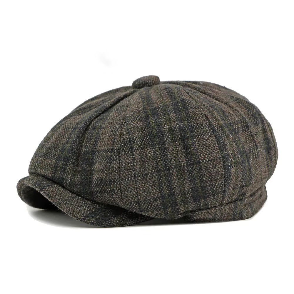 Tweed Newsboy Beret — Green