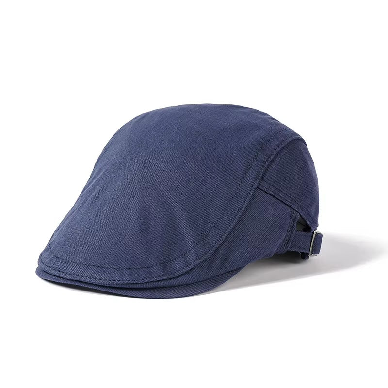 Plaid Newsboy Beret — Navy Blue