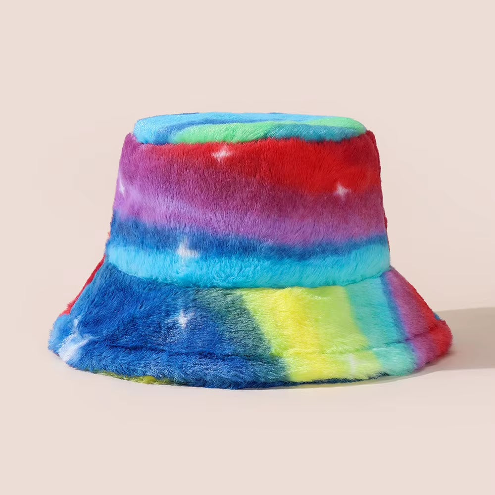 Faux Fur Bucket Hat — Blue