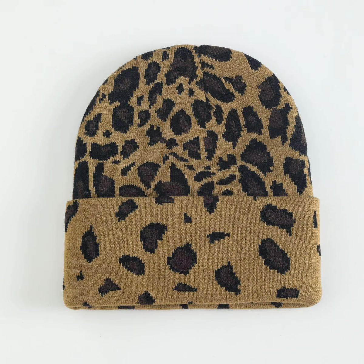 Leopard Knit Beanie - Khaki
