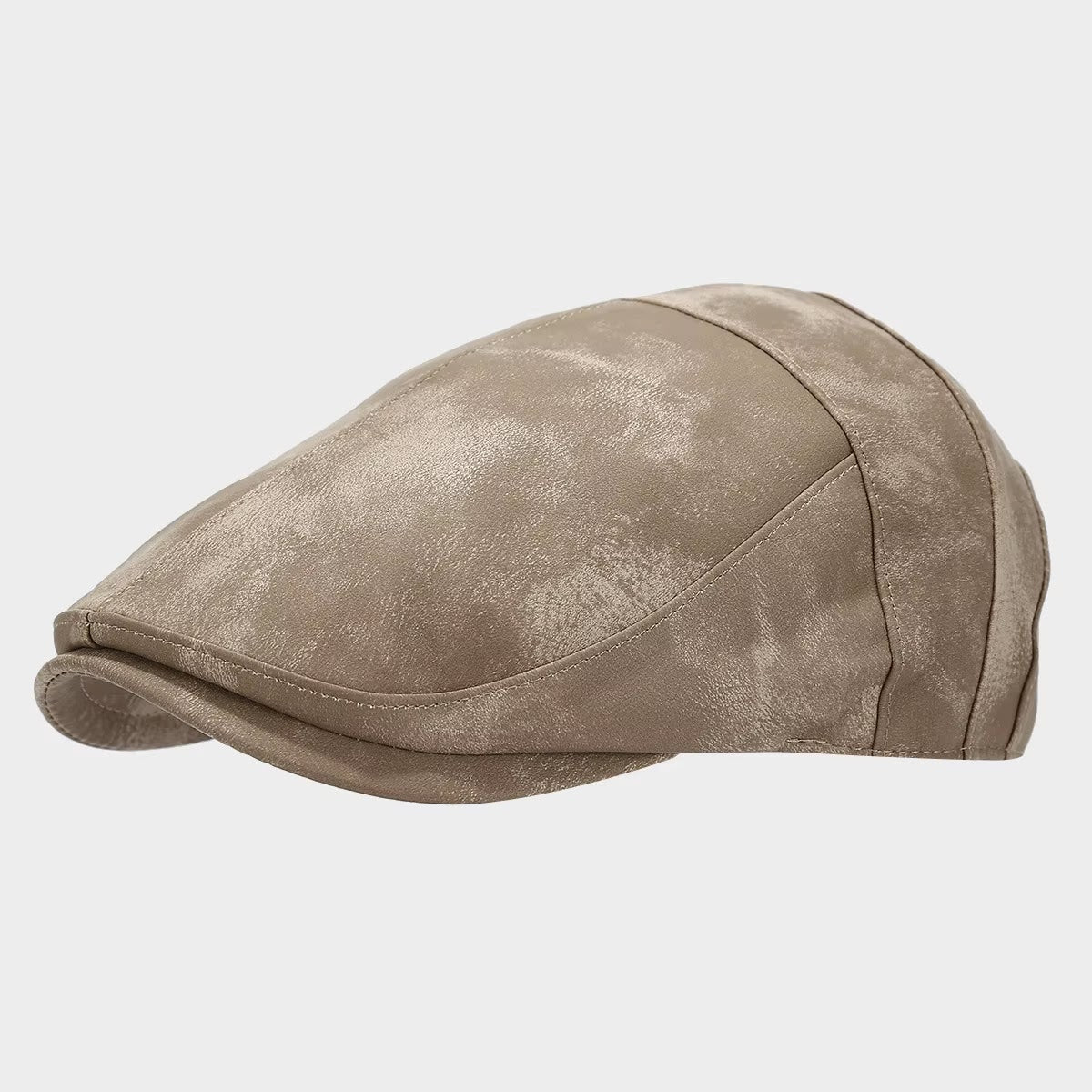 Leather Beret — Khaki