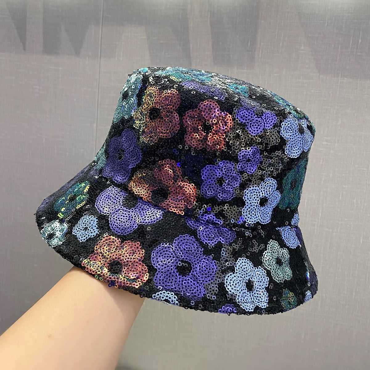 Bling Sequined Flower — Black