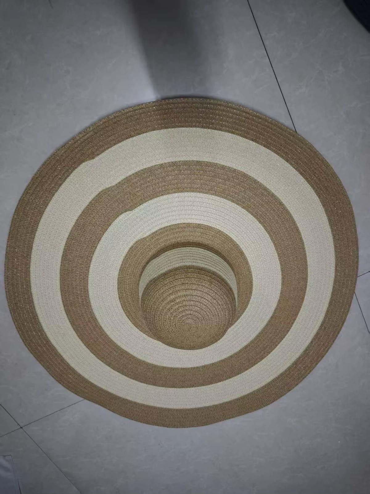 Striped Straw Sun Hat - Khaki