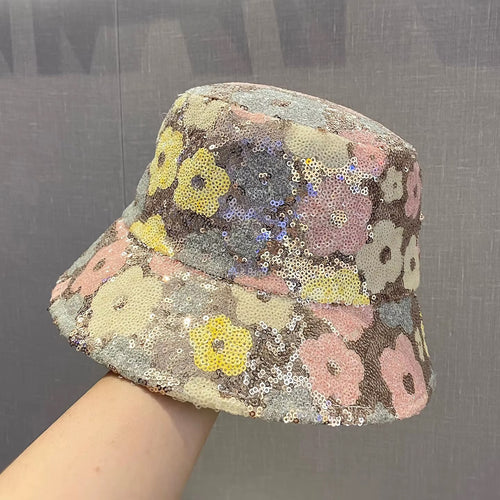 Bling Sequined Flower - Beige